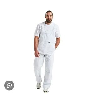 Portwest Painter Bib Overalls White Cotton Adjustable Straps Pockets Knee Pads